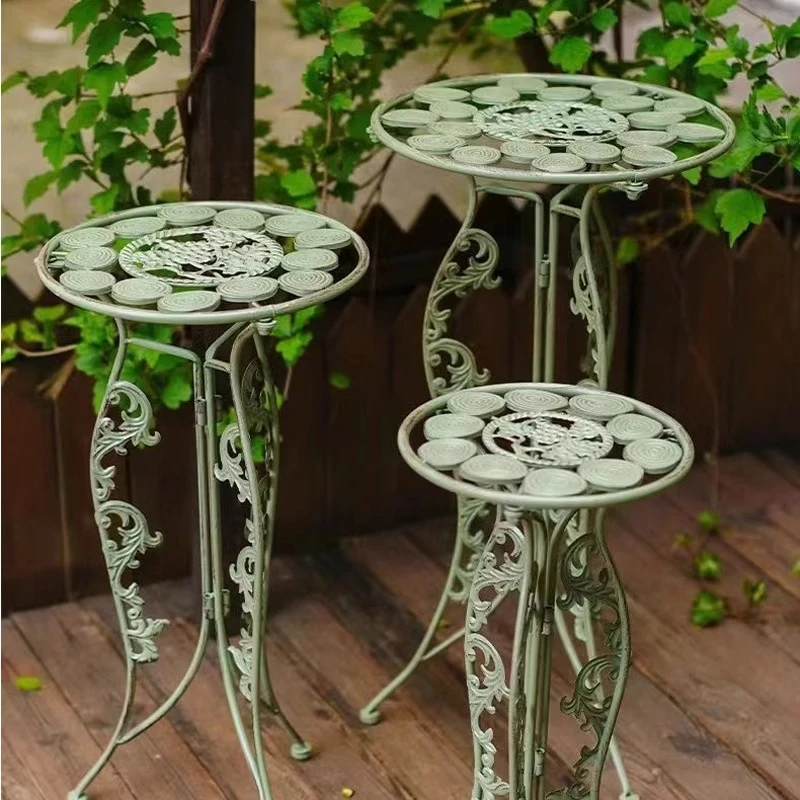 

American rural retro wrought iron flower stool balcony garden indoor outdoor courtyard homestay