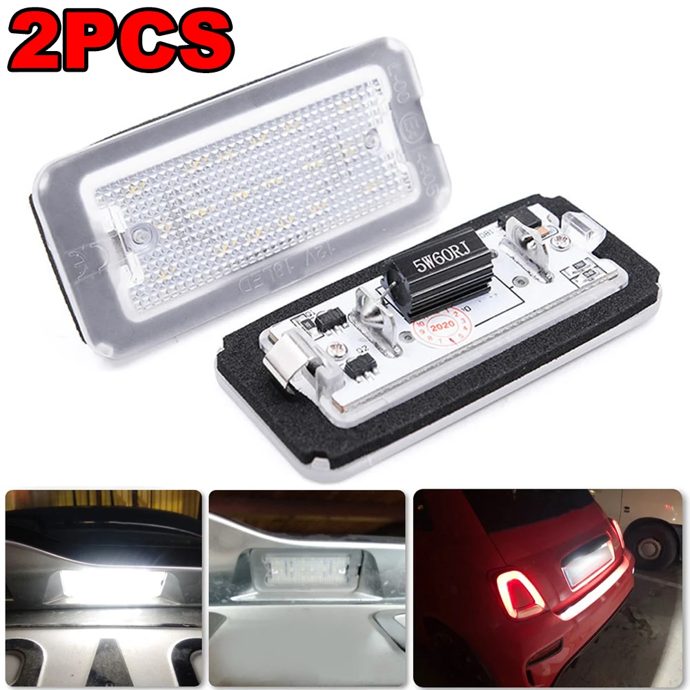 1/2Pcs Car LED License Plate Light Replacement License Plate Lamp Canbus Error-Free Bulbs For Fiat 500 Abarth 500C 2007-2016