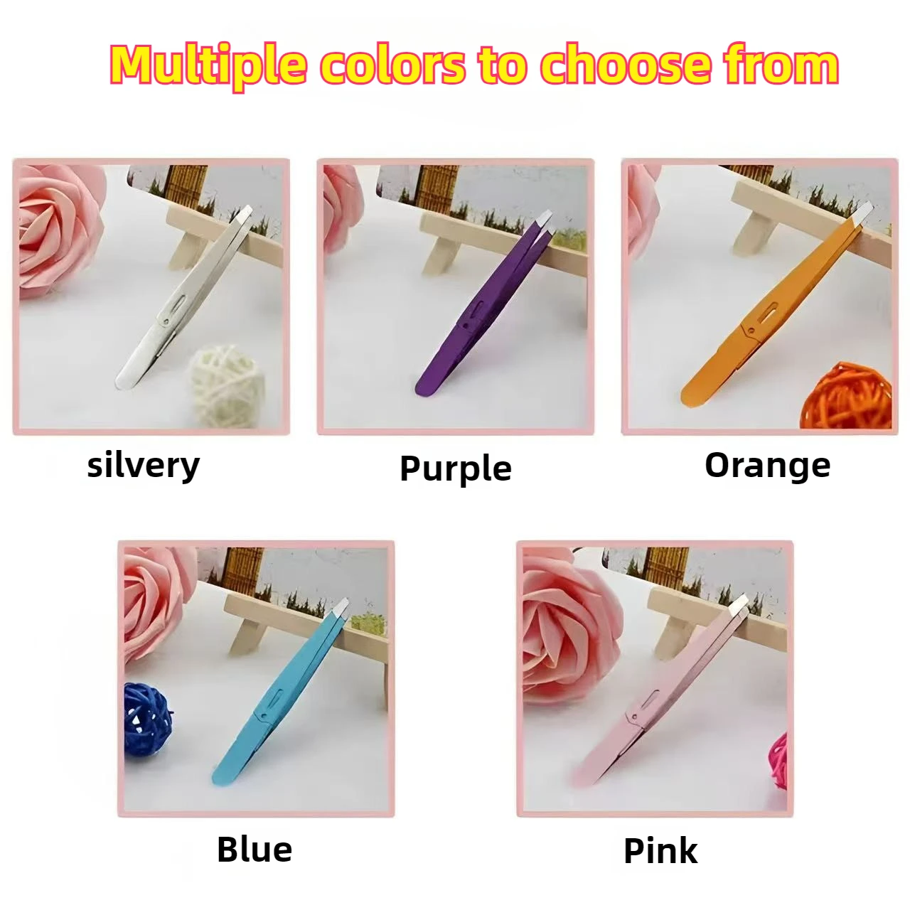 

High-Precision Eyebrow Clip Stainless Steel Eyelash Curler Tweezers Purple Slanted Design Men's Beard Plucking Christmas Gift