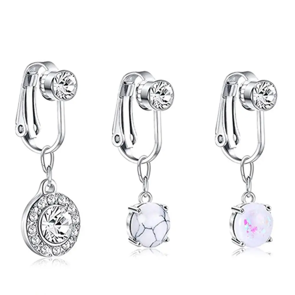 อุปกรณ์เสริมคลิปบนต่างหูกระดูกอ่อนคลิปแหวน Faux Belly Piercing ปลอมแหวนเครื่องประดับ Navel แหวน