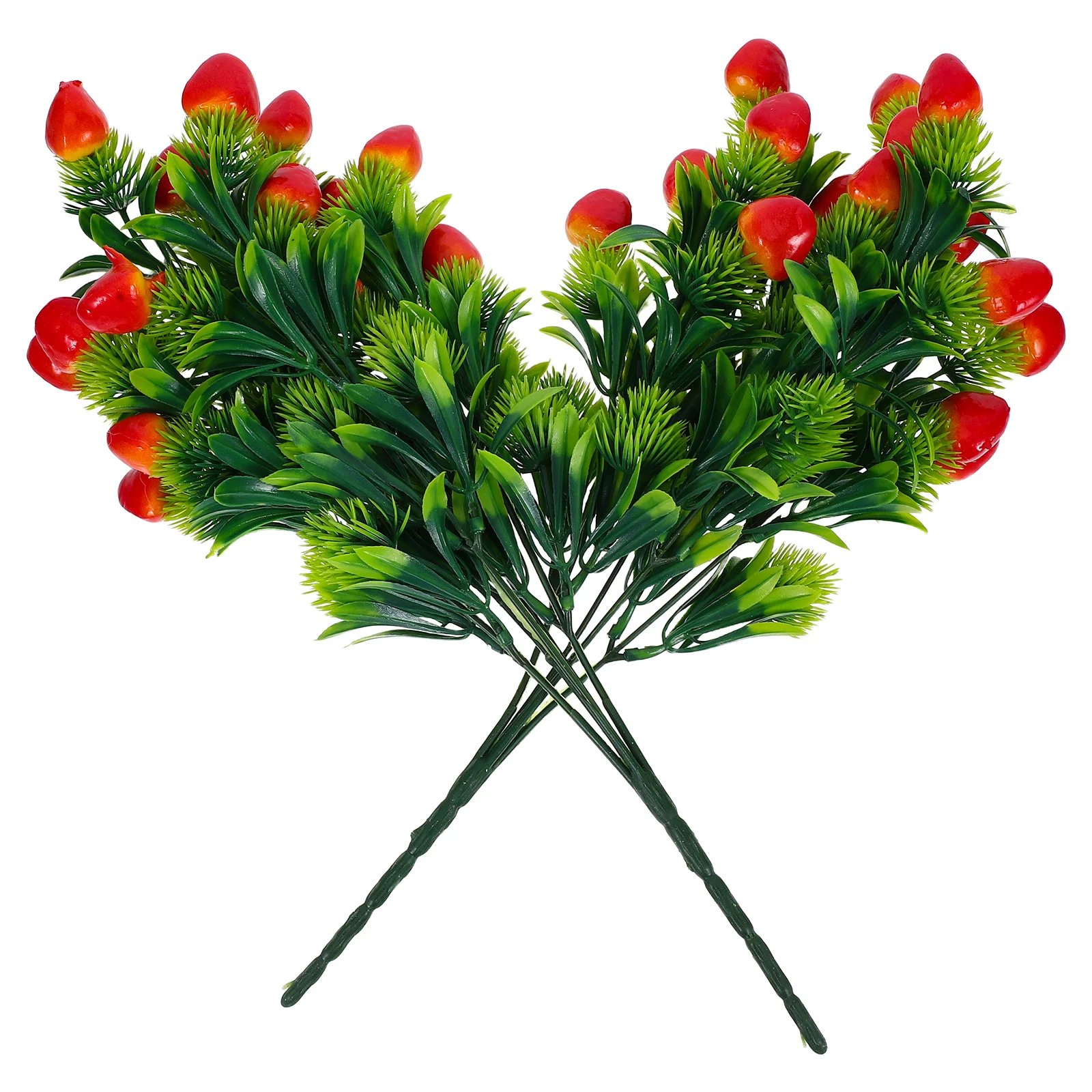 

2pcs Strawberry Plants Simulated Fruit Decorations Plastic Strawberries Artificial Strawberry Branch Home Decor Faux Plants