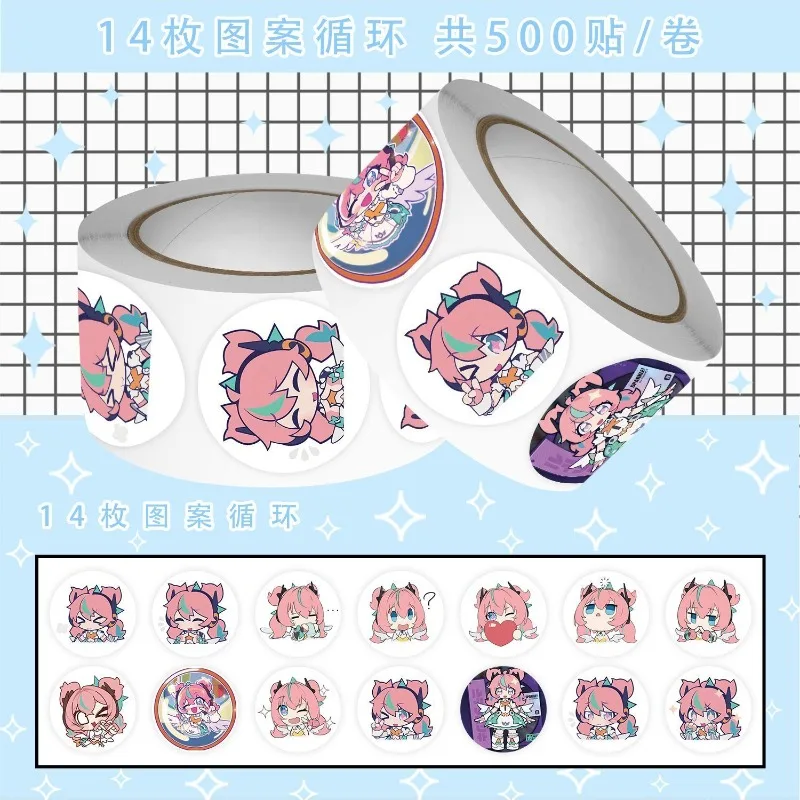 Hot Zenless Zone Zero Delusional Angel 12 Style 500 Pcs/Roll PVC Waterproof Sticker for Seal Labels Handmade Stationery Stickers
