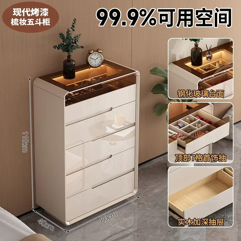A Light Luxury and High-end Sense Bedroom Minimalist Bedside Cabinet