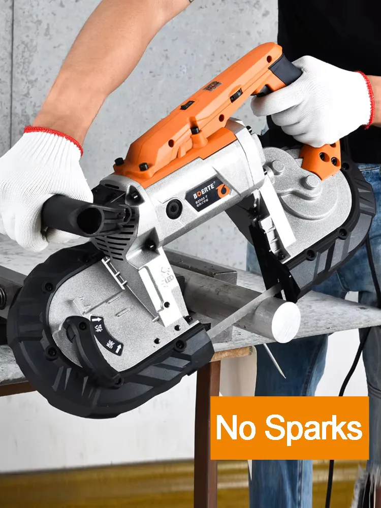 1100W Portable Band Saw Removable Alloy Steel Base Cordless Band Saw Cutting Capacity Hand Held For Metal Wood 220V