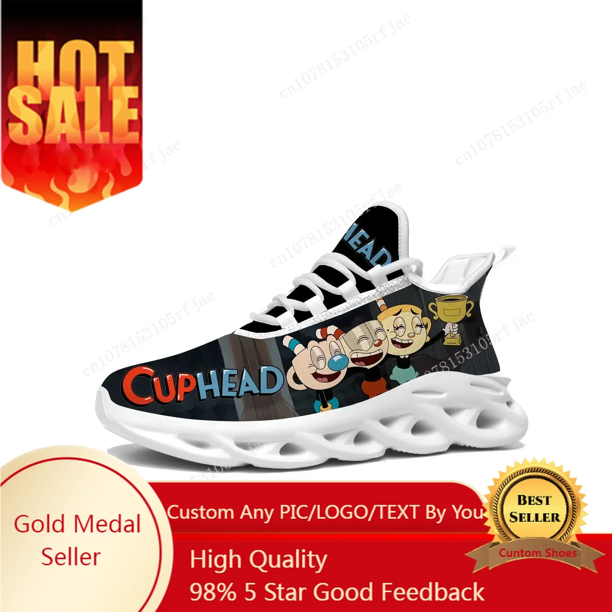 

Hot Cupheads Mugmans Cartoon Game Sneakers Mens Womens Sports Running Shoes Custom Built Lace Up Shoes