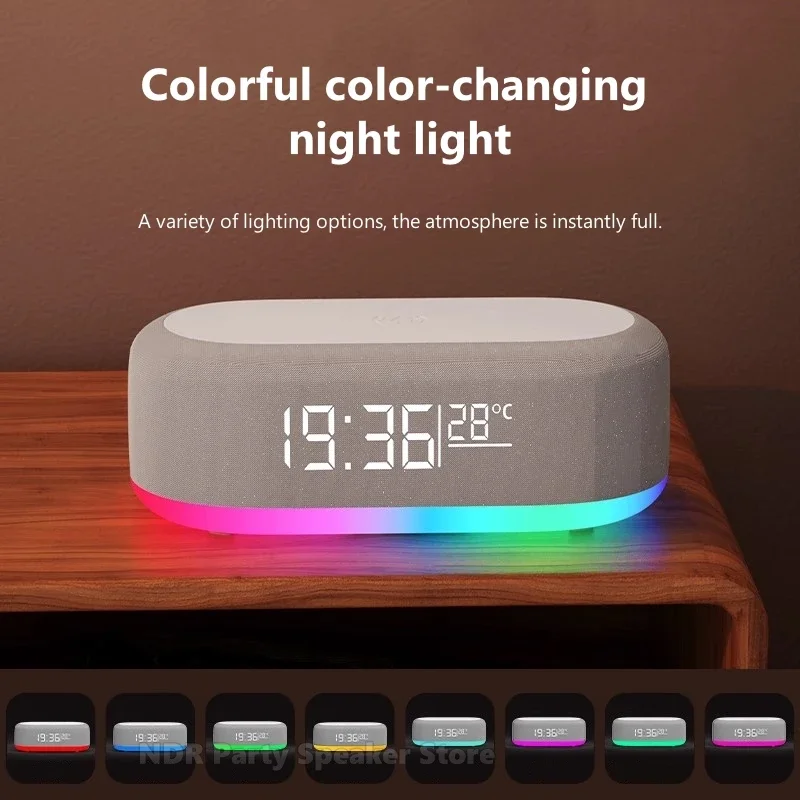 مكبرات صوت بلوتوث متعددة الوظائف بقدرة 15 وات، منبه رقمي ذكي، هاتف محمول 6 في 1، محطة شحن سريعة، شاحن لاسلكي