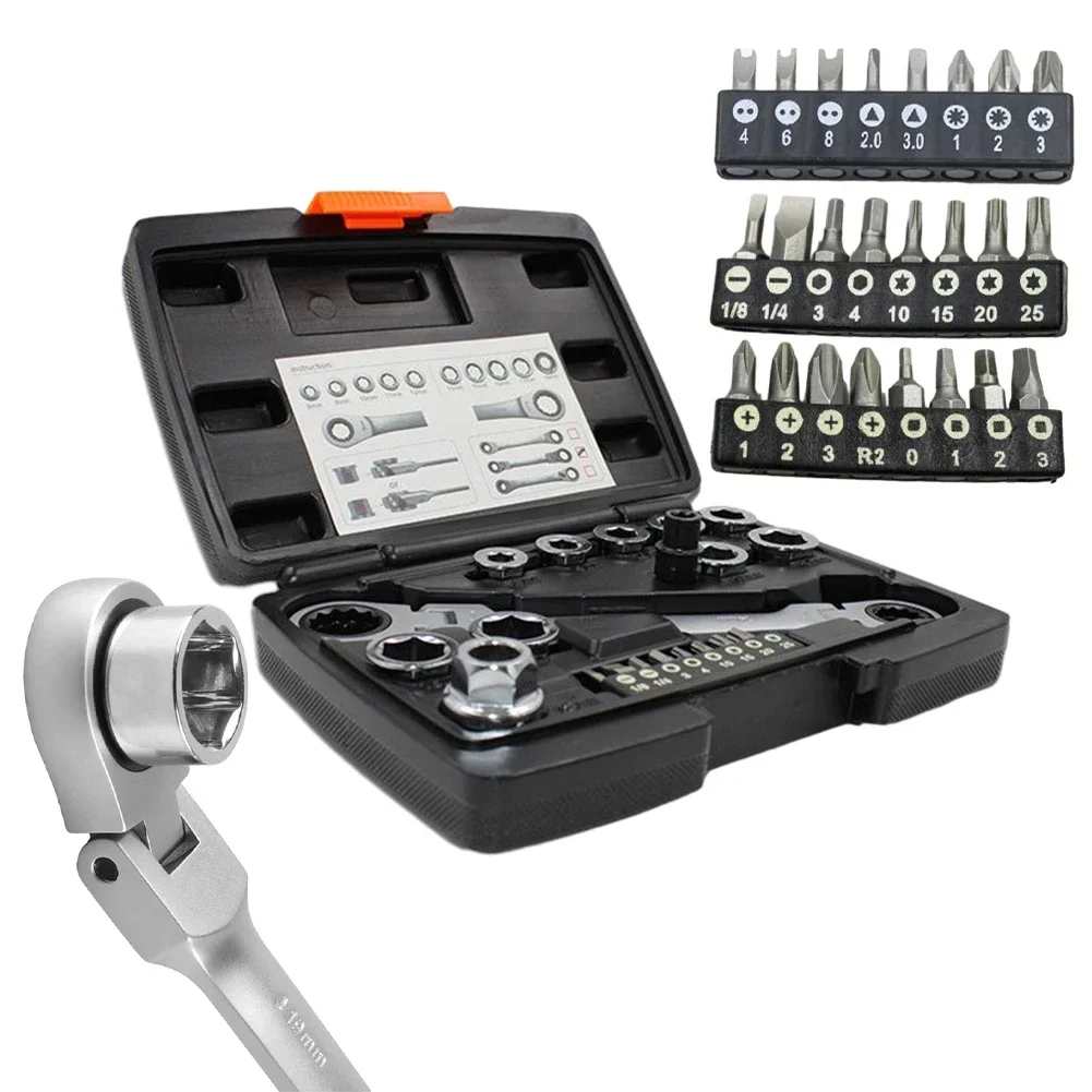 72 Teeth Ratchet Socket Wrench Set for Efficient Operations in Narrow Spaces Suitable for Personal Car Modification