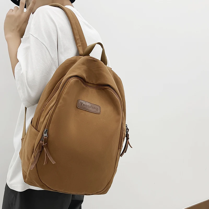 Mochila de gran capacidad para mujer, bolso escolar de lona con múltiples bolsillos, Unisex, de viaje