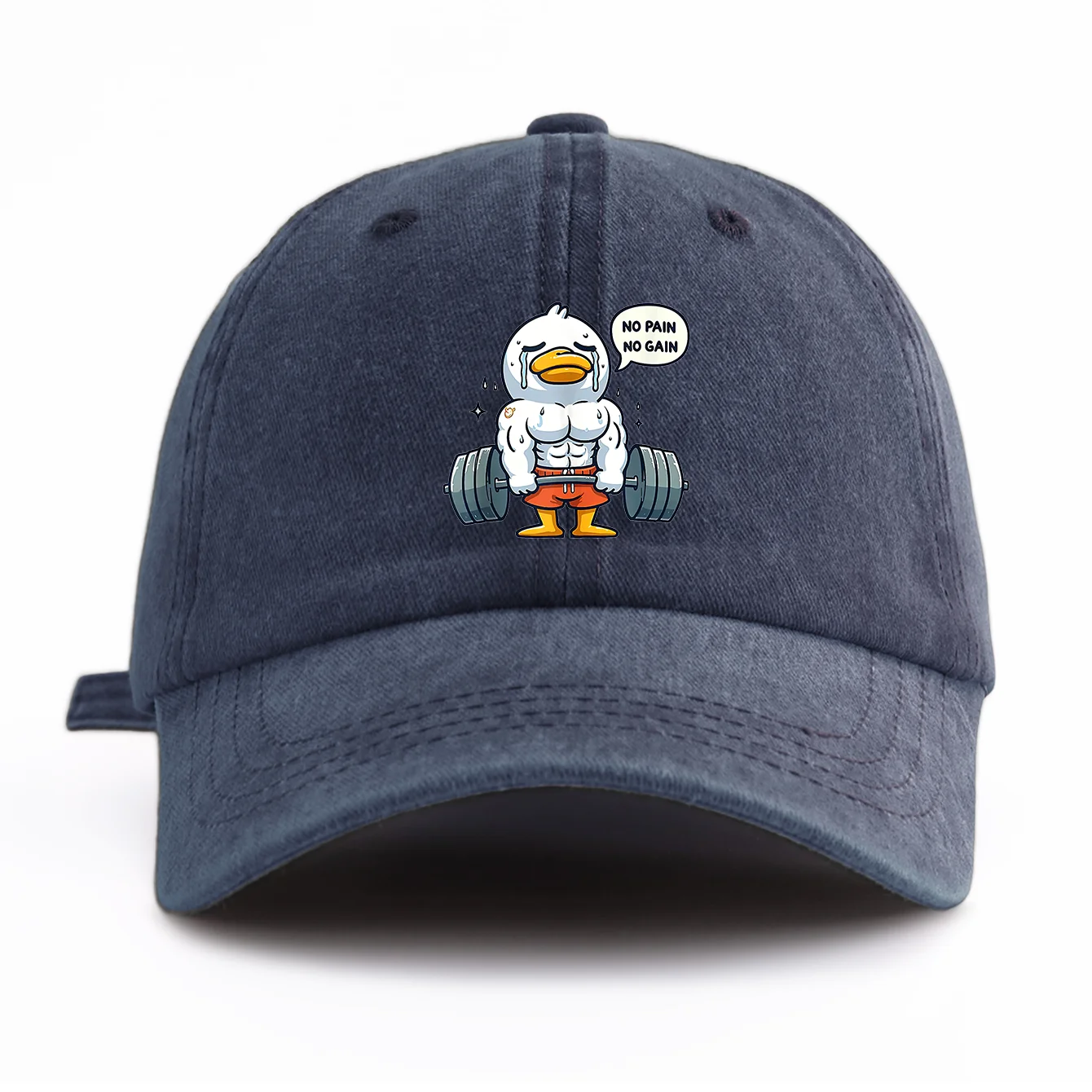 Funny Gym Duck Baseball Cap - No Pain No Gain Workout Hat for Fitness Lovers