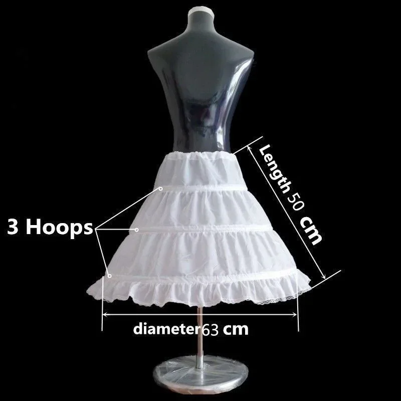 New Flower Girl 3-Hoop A-Line Crinoline Petticoat Underskirt Children Age 2-14 for Flower Girls Pageant Party Dress