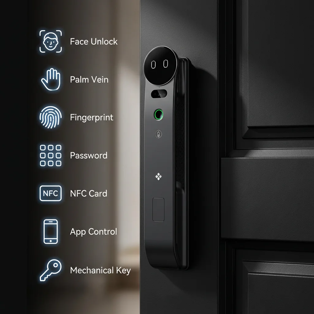 AI Smart Lock for Front Door Face Recognition Fingerprint Video Talking Digital Lock with Camera