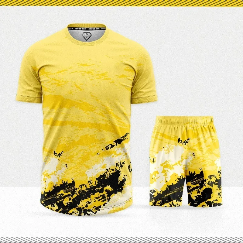 2025 Outdoor Sports T-shirt Shorts Set 3D Breathable Fitness Running Suit Men's and Women's Round Neck Short Sleeved Shirt