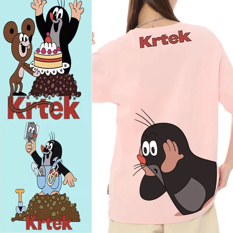 Camiseta Vintage de Anime The Mole Krtek Story, 100% de algodón para niño y niña, ropa de calle con cuello redondo, camisetas gráficas, ropa informal divertida Y2k