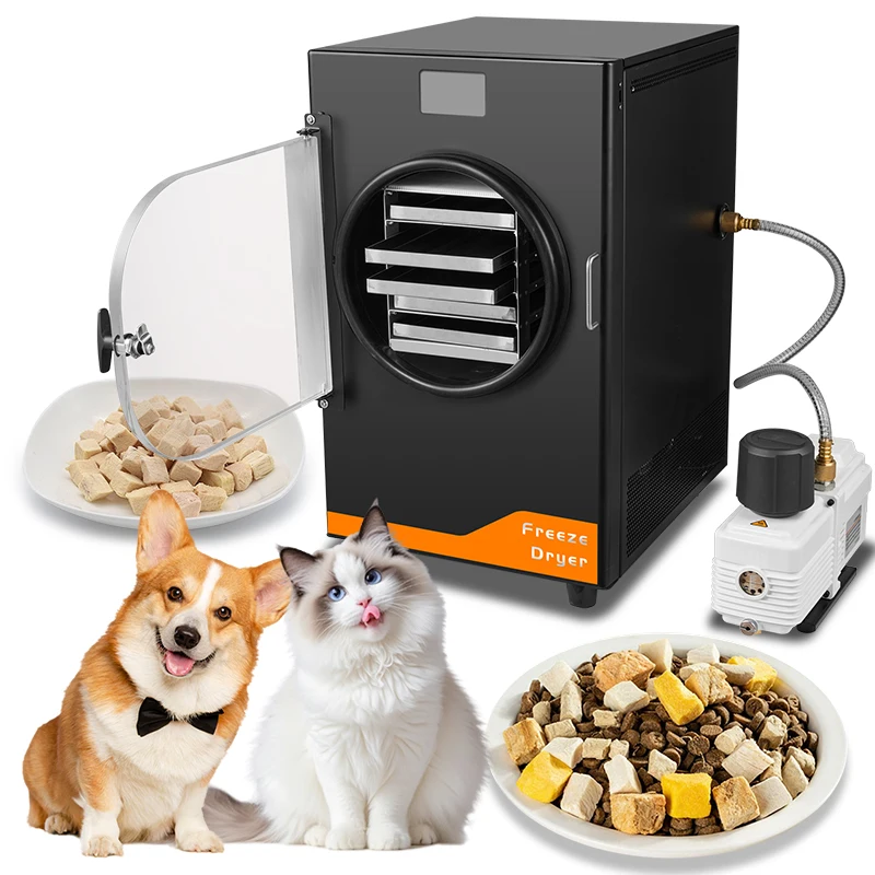 Compact 6kg Capacity Vacuum Freeze Dryer Machine Hot Selling Automatic Pet Food Processing Equipment Core Pump Gear Engine