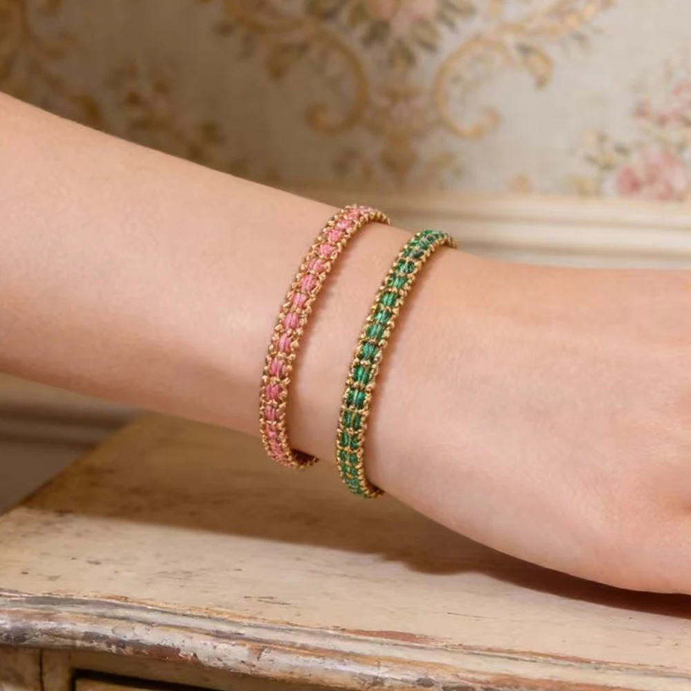 New Stainless steel Chain Lucky Gold Color Braided Red Rope Bracelets For Women Retro Fashion Exquisite On Hand Accessories