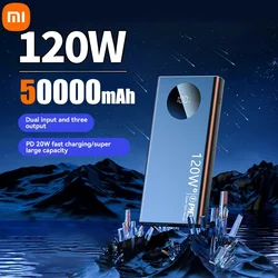 Xiaomi 120W 50000mAh moc banku szybkiego ładowania Powerbank przenośna cienka ładowarka do iPhone Samsung Huawei NEW