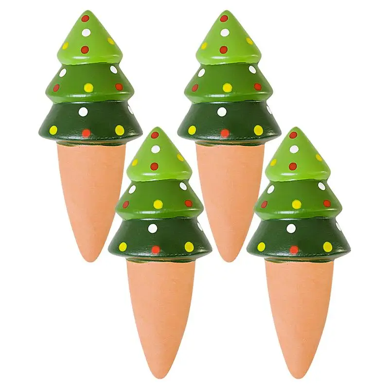 

Self Watering Planter Insert 4pcs Christmas Tree Shaped Water Spikes Reusable Plant Self Watering Spikes Potted Plant Waterer