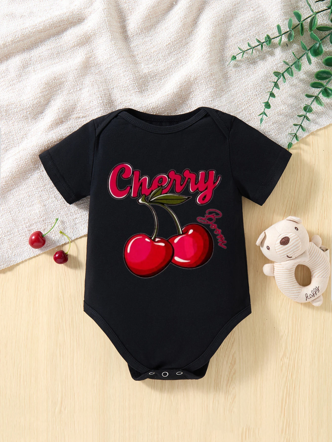

​Kids Children's Cotton Short Sleeve Bodysuit WINTER SKATE Bear Graphic with Mountain Park Theme for Newborn Boys and Girls