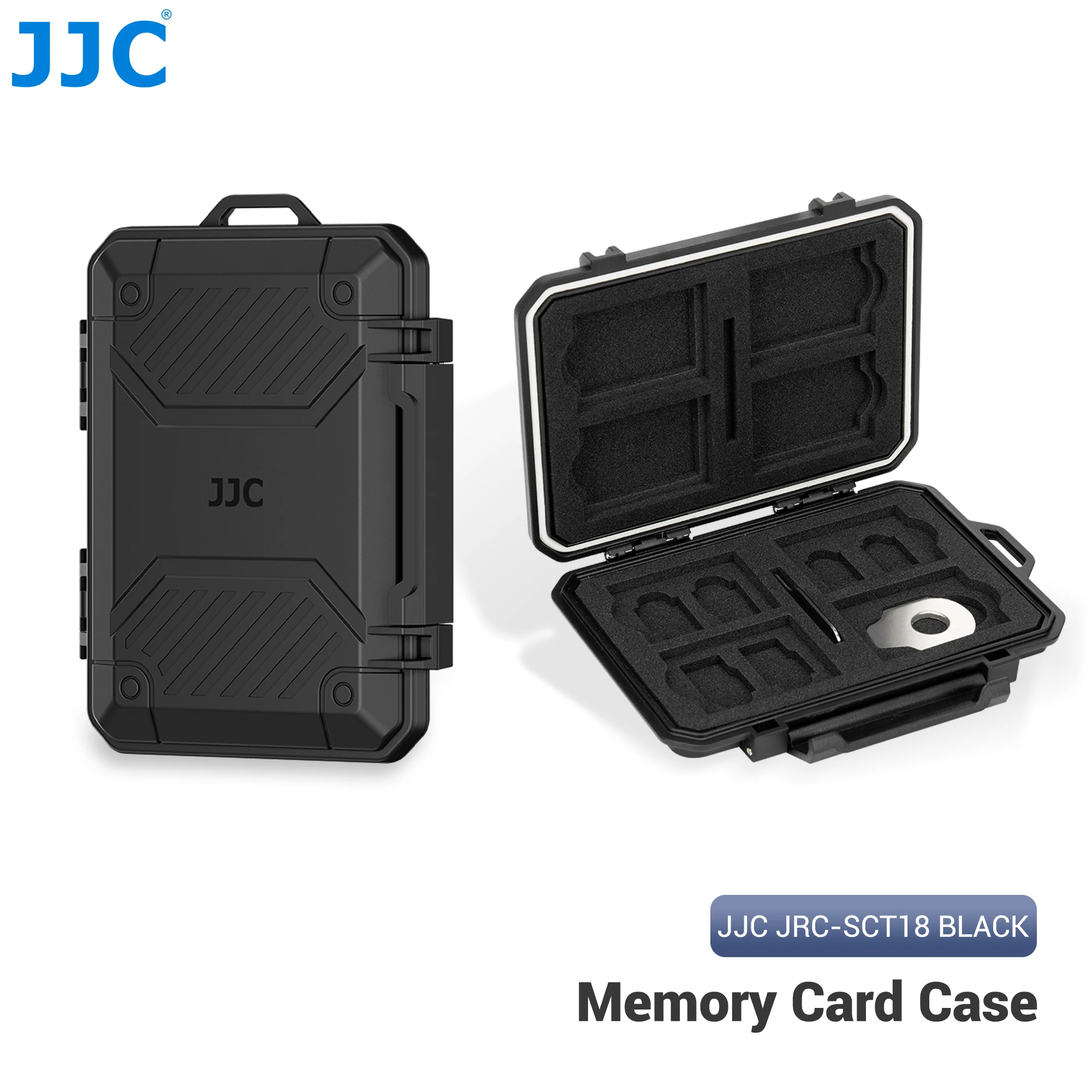 JJC Memory Card Case Box Organizer for 8 SD Card 4 TF Card 4 CFexpress Type A Card Memory Card Storage Box Holder IP67 Dustproof