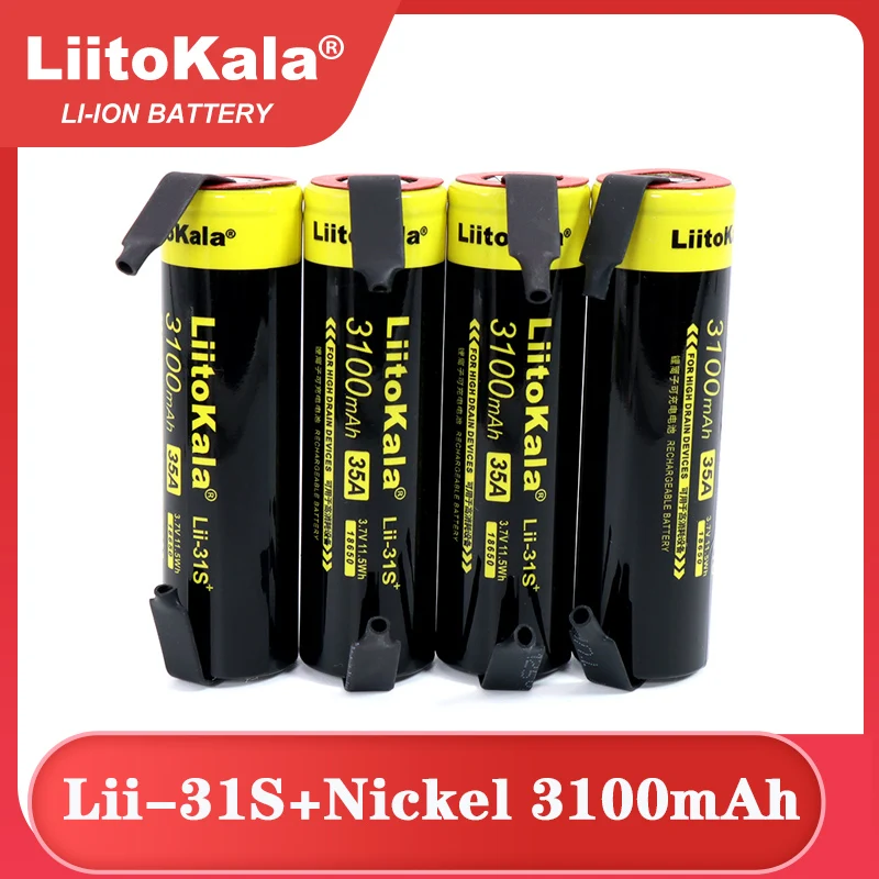 

1-20PCS New LiitoKala Lii-31S 18650 Battery 3.7V/4.2V Li-ion 3100mA 35A Power battery For high drain devices+DIY nickel