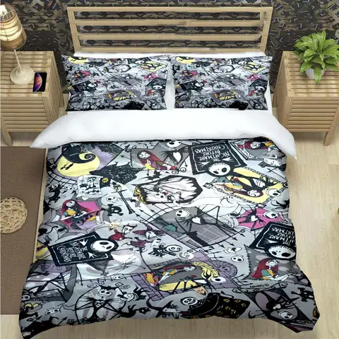 Horror Film The Nightmare Before Christmas Print Bedding Sets Bed Supplies Set Duvet Cover Bed Comforter Set Bedding Set Gift