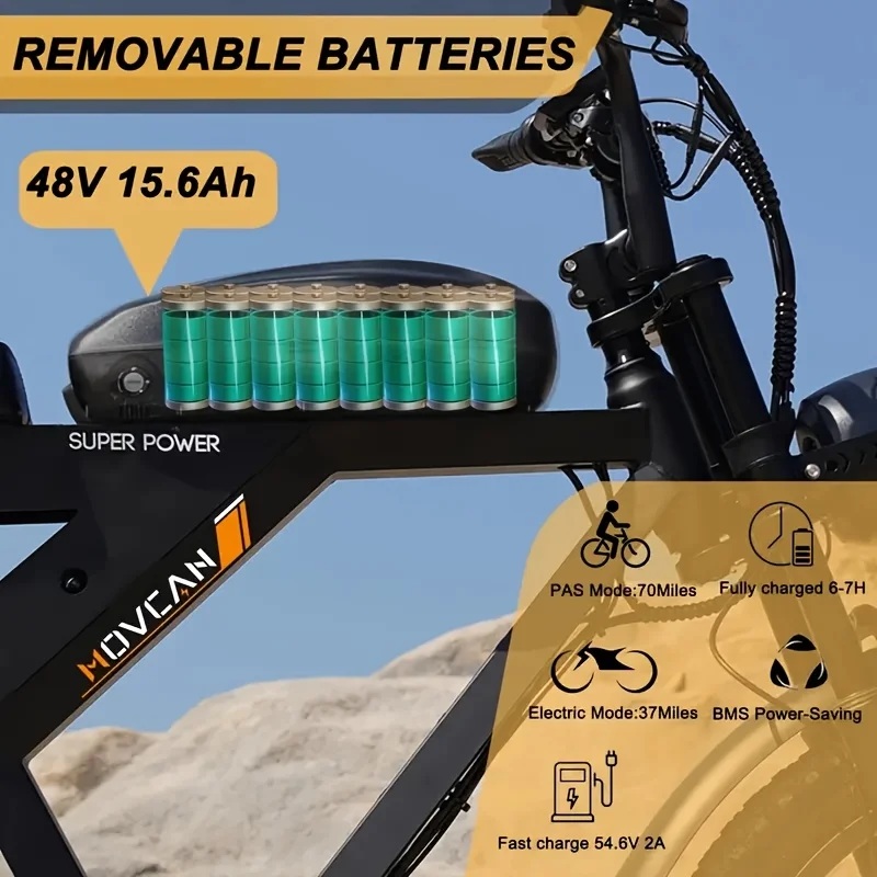 V30 Adult Electric Bicycle, 20MPH, 749W Brushless Motor, Detachable 48V15.6AH Battery. Hydraulic Disc Brakes + Dual Front Fork S image 7