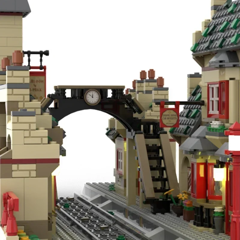 Filmmodel Moc Bouwstenen Hogsmeader Station Uitbreidingstechnologie Modulaire Blokken Geschenken Kerstspeelgoed Diy Sets Assemblage