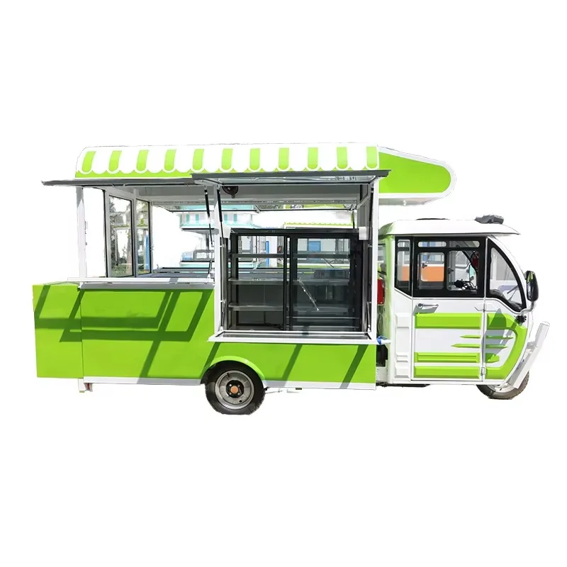 Commercial Grade Fuel Powered 3 Wheel Food Truck Customized Kitchen Layout Mobile Catering Cart for Street Food Business