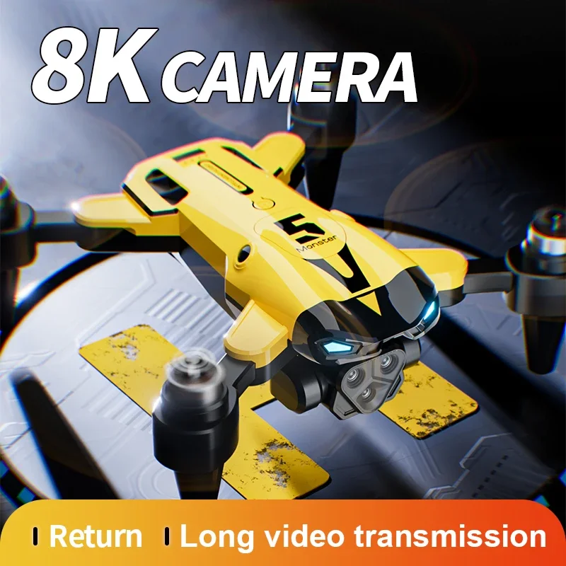M5 쿼드콥터 RC 드론 8K HD 듀얼 카메라 장착, 공중 장애물 회피, 광학 흐름 위치 지정, 원격 제어 드론 비행기