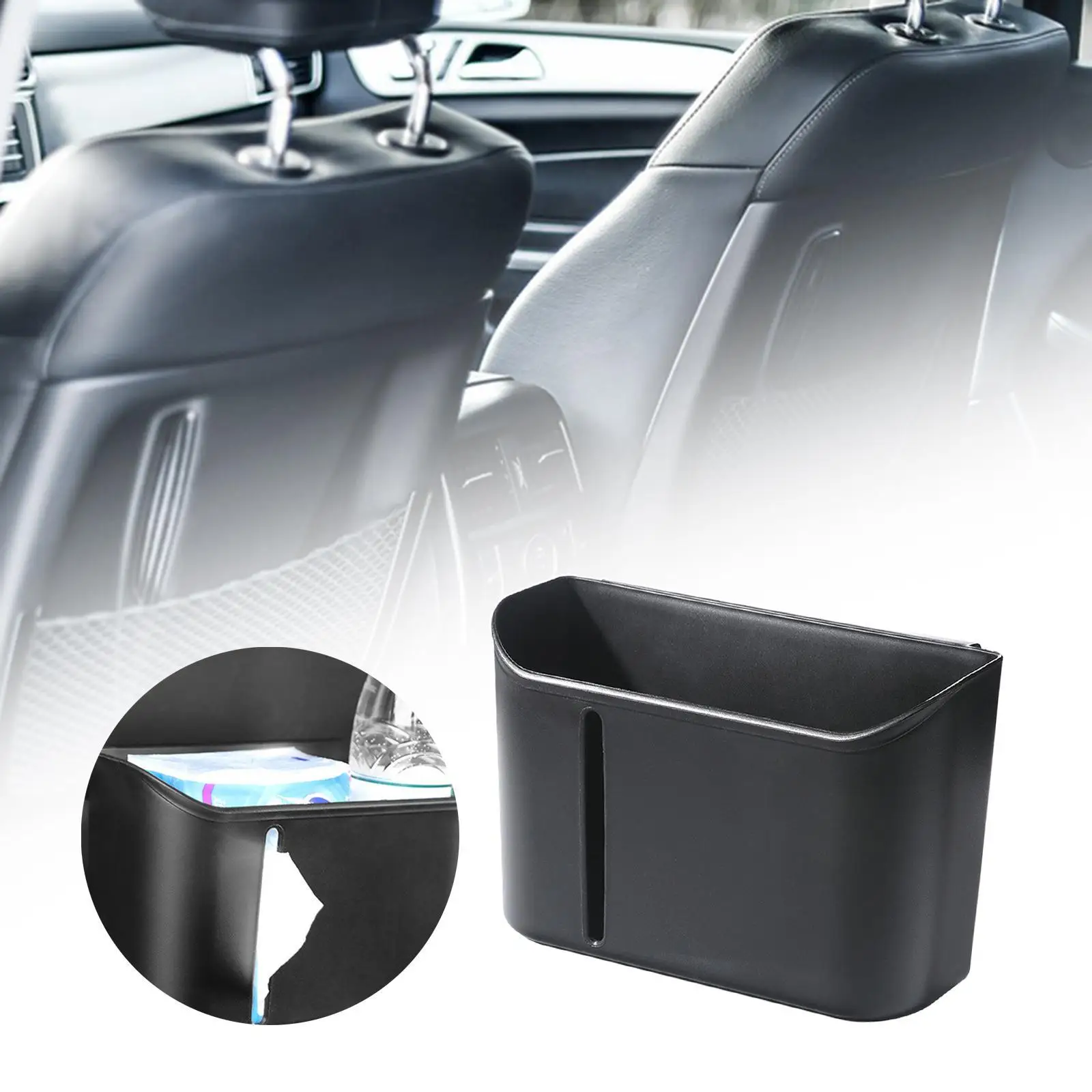 Generic Seat Back Storage Box Car Backseat Organizer Auto Interior Waste Bucket Tissue Box Car Trash Can for Snacks Toys