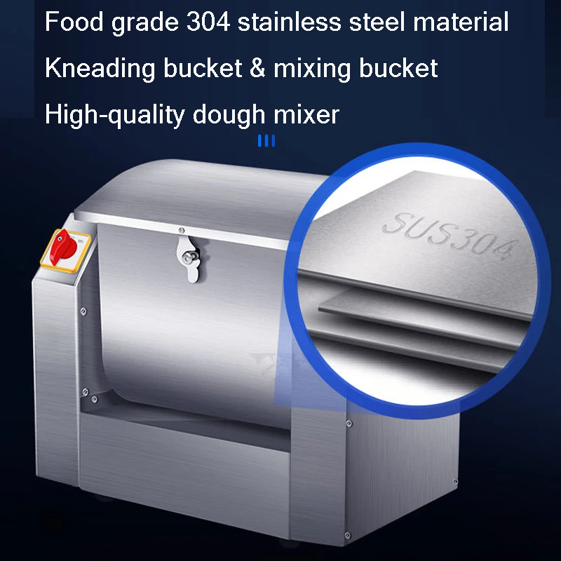 Commercial electric Dough Kneading Machine Dough Stirring stainless steel Bread mixer Pasta Make noodles 8KG flour Mixers 1500W