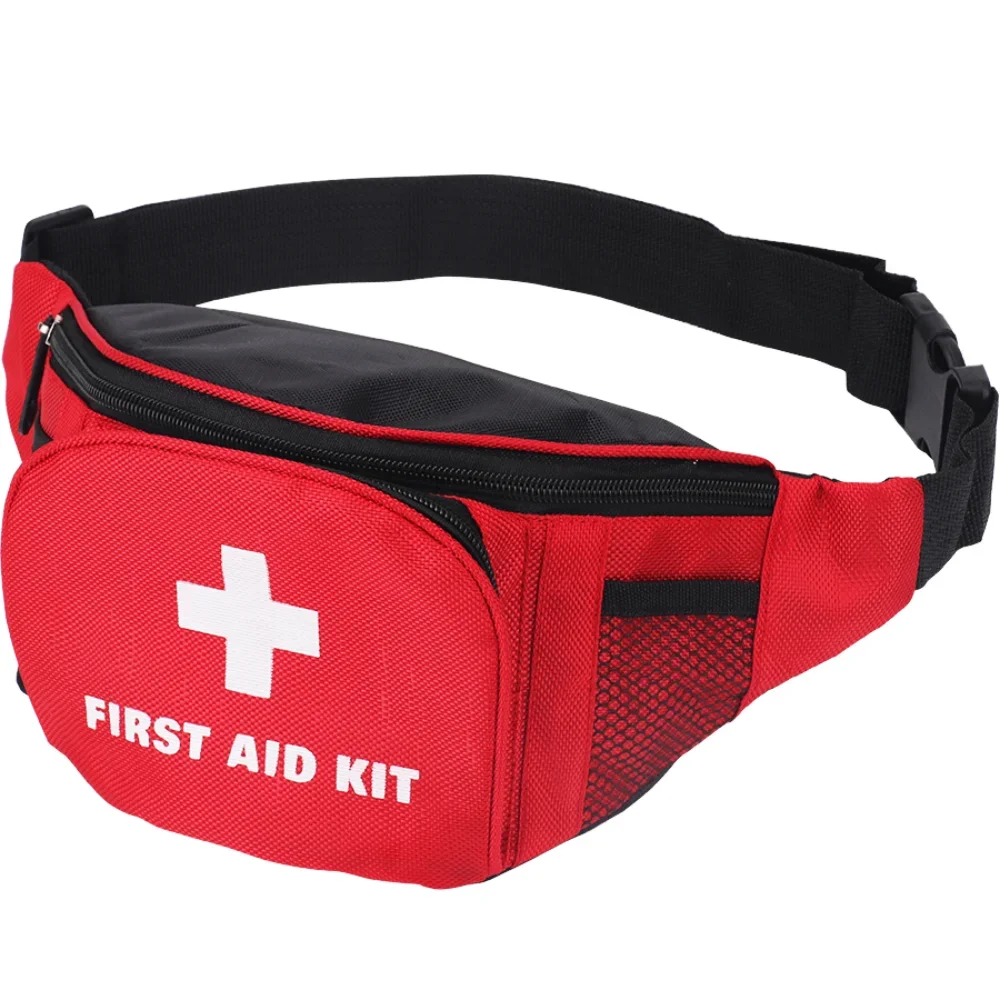 First Aid Fanny Pack Medical Storage Red Travel Rescue Waist Bag Empty Pouch Compact Survival Medicine Pocket Container