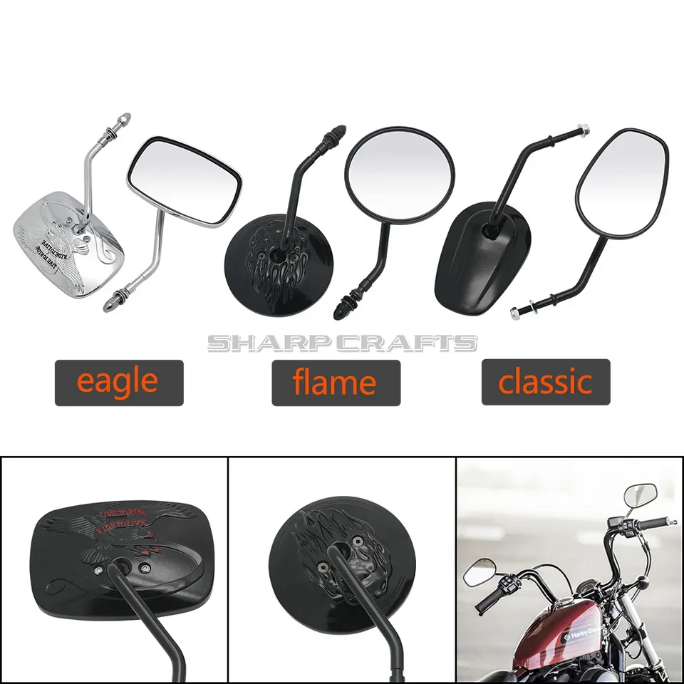 Motorcycle Rear Side Mirrors For Harley Sportster XL883 XL1200 XL 883 1200 Touring Road King Softail Fatboy Dyna Bobber Chopper