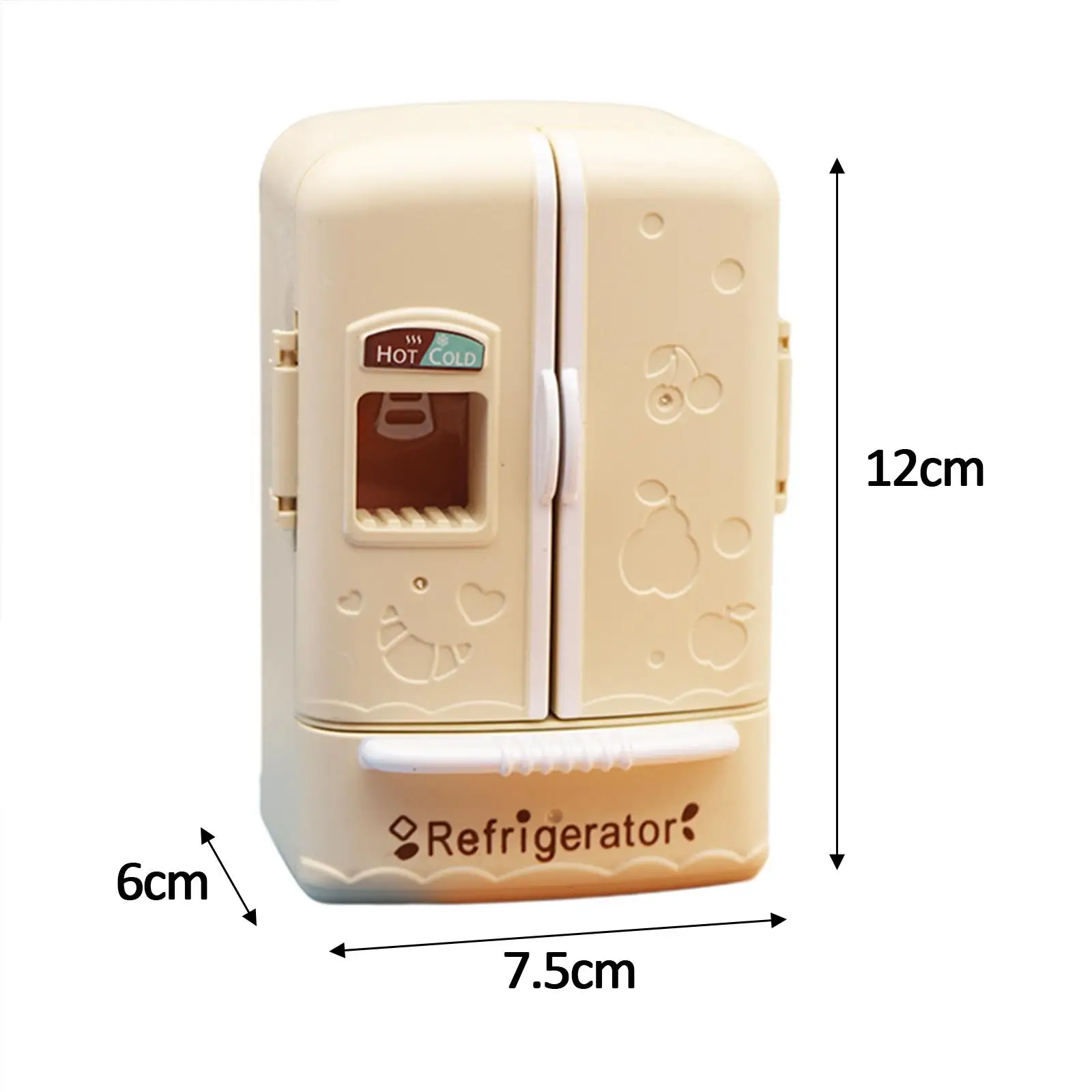 1/12 Miniaturowy domek dla lalek z podwójnymi drzwiami, lodówka, meble do sypialni