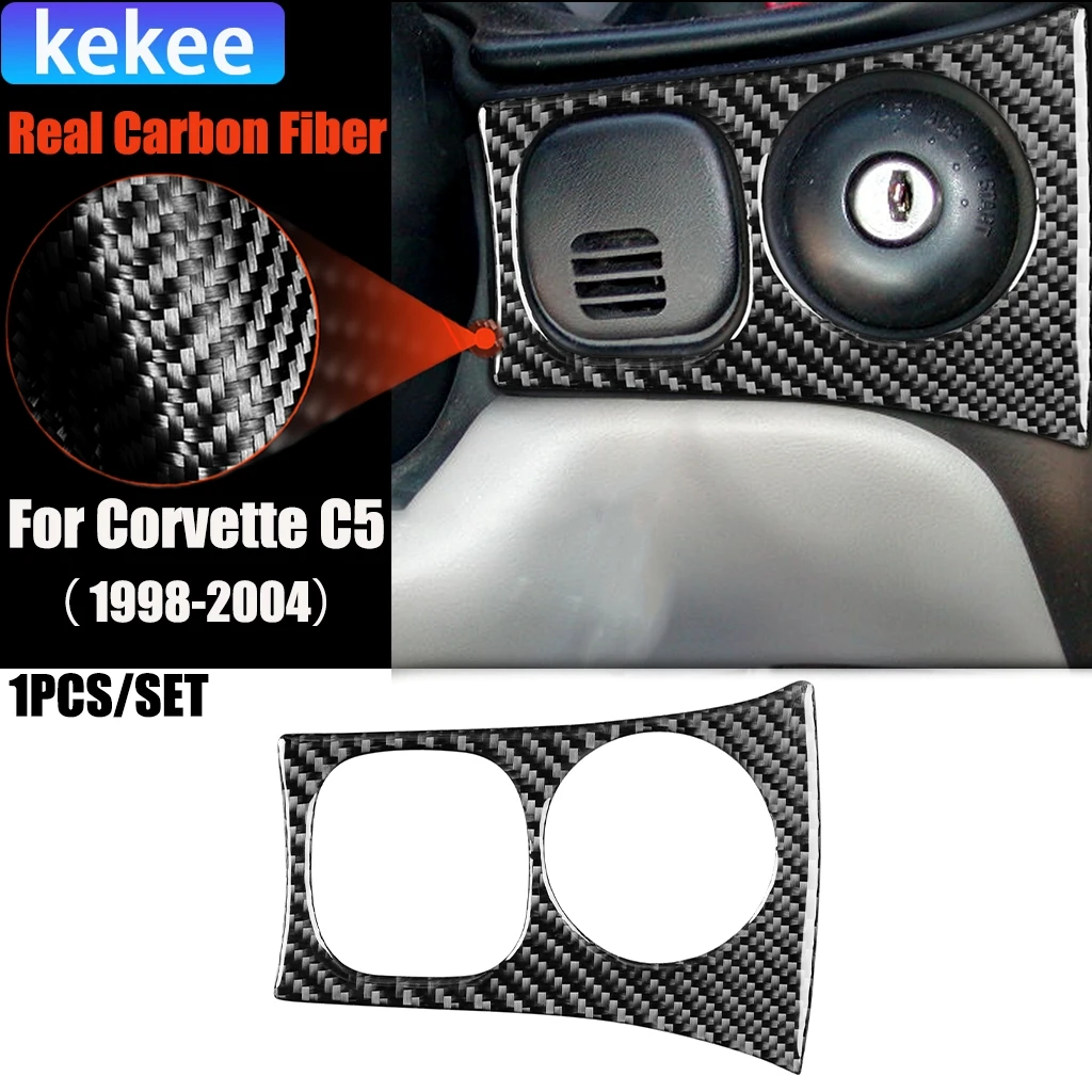 Carbon Fiber Car Accessories Ignition Keyhole Modified Interior Trim Cover Sticker For Chevrolet Corvette C5 1998-2004