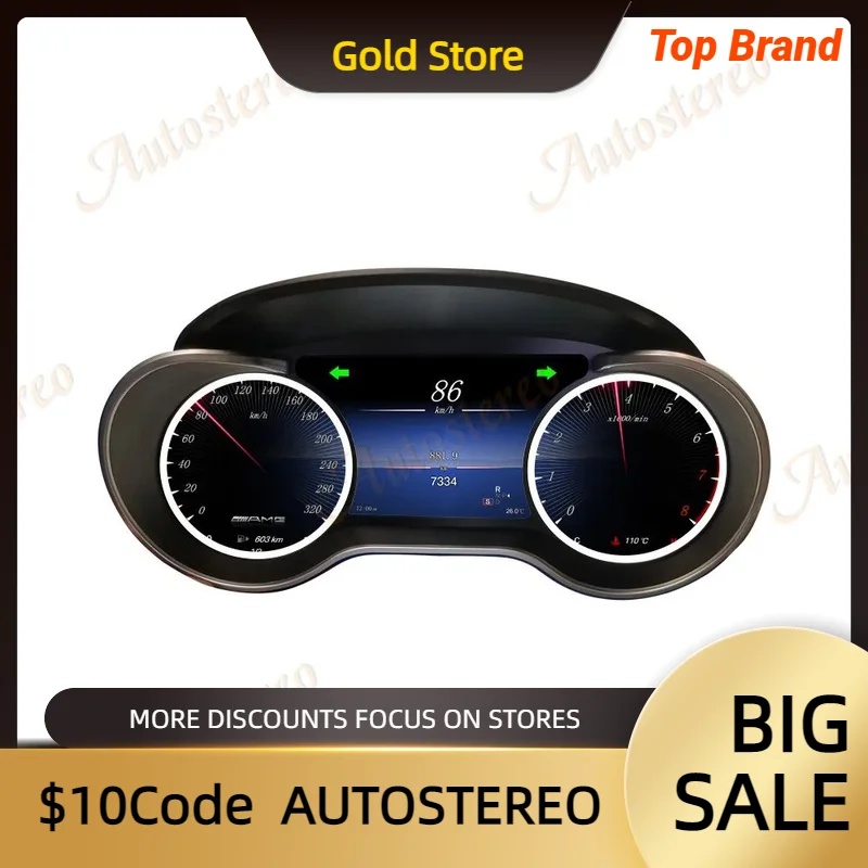 

Car Digital Cluster Virtual Cockpit For Mercedes Benz GL ML Class 2005-2012 Odometer Player Dashboard Speed LCD Meter Screen