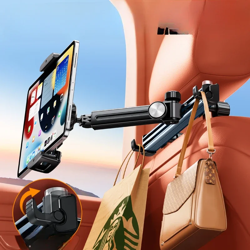 Car rear tablet bracket Car inner seat hook Metal mobile phone holder iPad headrest Rear seat fixed