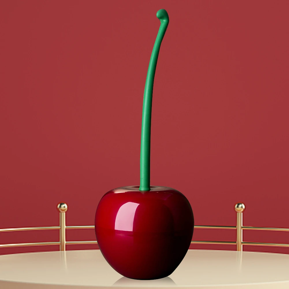 Cherry Shaped Toilet Brush Long Handle Creative Bathroom Cleaning Brush with Holder Stains Removal Bathroom Accessories