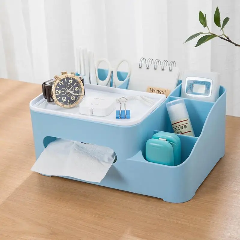 Tissue Box Napkin Holder Remote Control Desk Organizer Office Multifunctional Home Sundries Container Storage Box