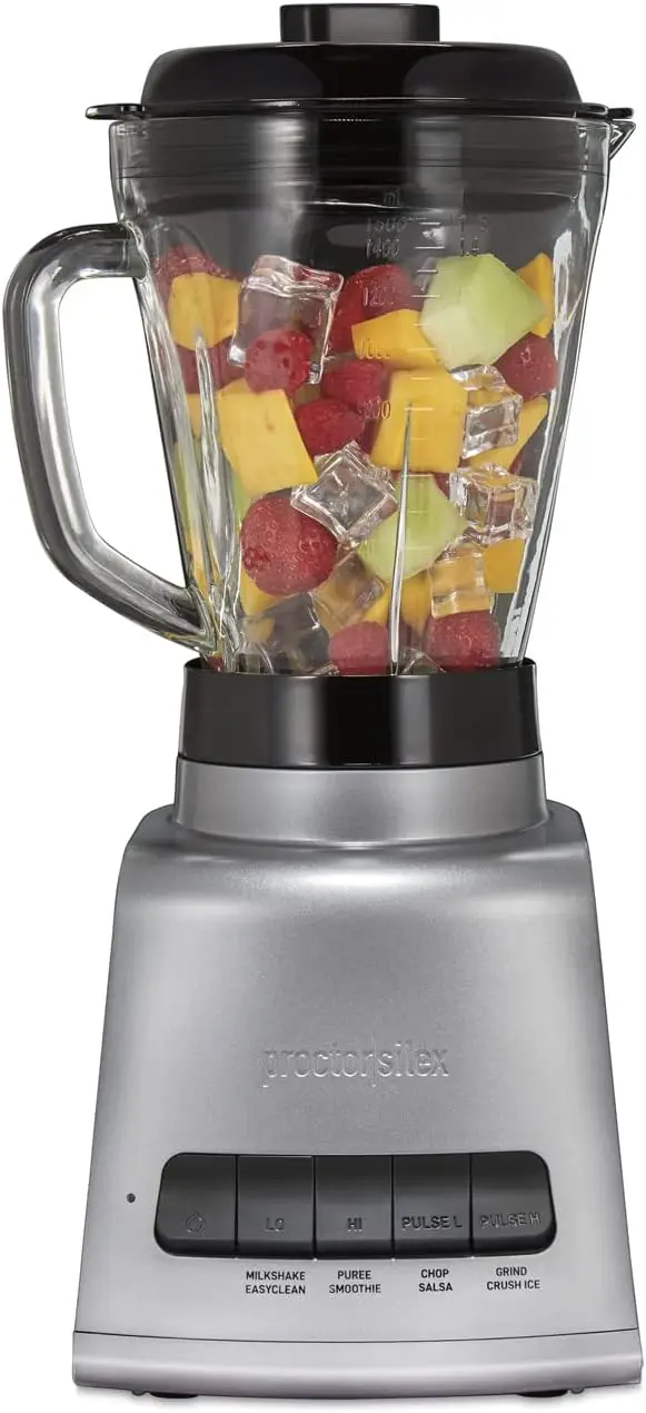 

PowerHouse 950 Watts Blender for Shakes and Smoothies, 52 oz. BPA Free MultiBlend Glass Jar, Black & Silver (53560)