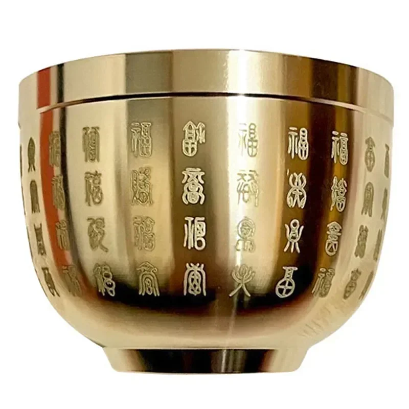 Pure Brass Hundred Blessings Cup Table Top Small Decoration Ashtray Dessert Bowl Fortune Map Treasure Collection Study Bauble