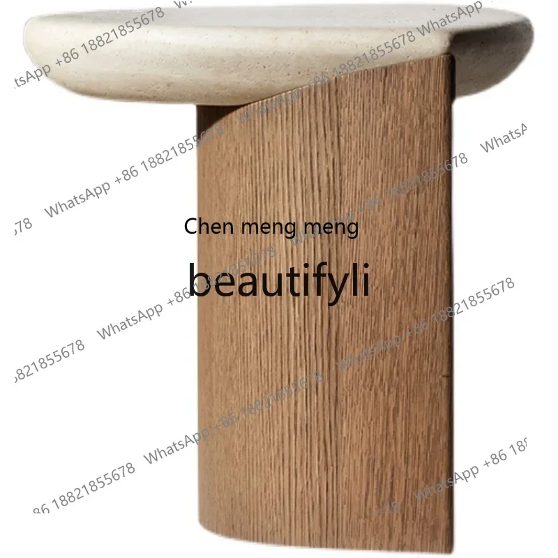 

Natural travertine small coffee table designer home living room sofa corner few simple special-shaped table