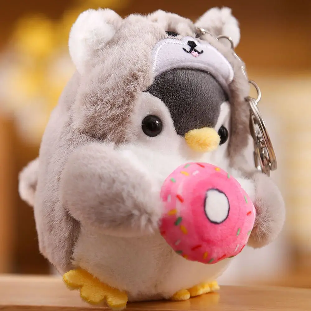 

Donut Bag Pendant PP Cotton Car Key Ring Ornaments Penguin Pendant Women Key Holder Plush Key Chain Korean Style Key Buckle