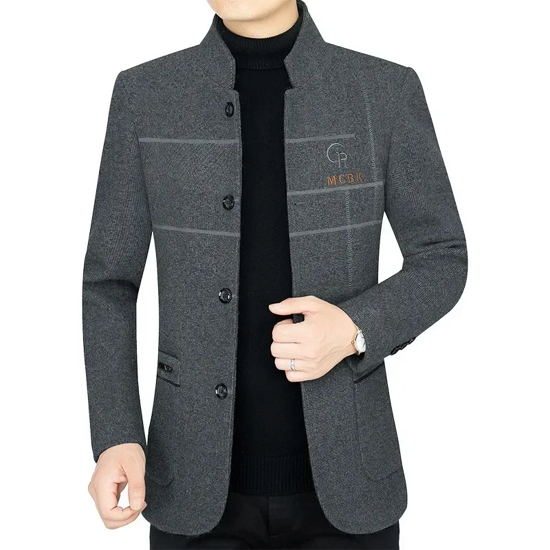 Trajes de negocios para hombre, Blazers informales de lana, chaquetas de mezcla de lana, Blazers ajustados, trajes de otoño, ropa para hombre, nuevo