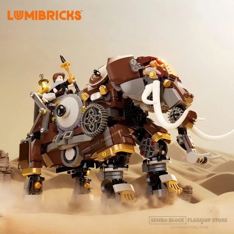 Lumibricks Mechanical Elephant Assembling Building Blocks Steampunk World Series Model Desktop Ornaments Children's Holiday Gift