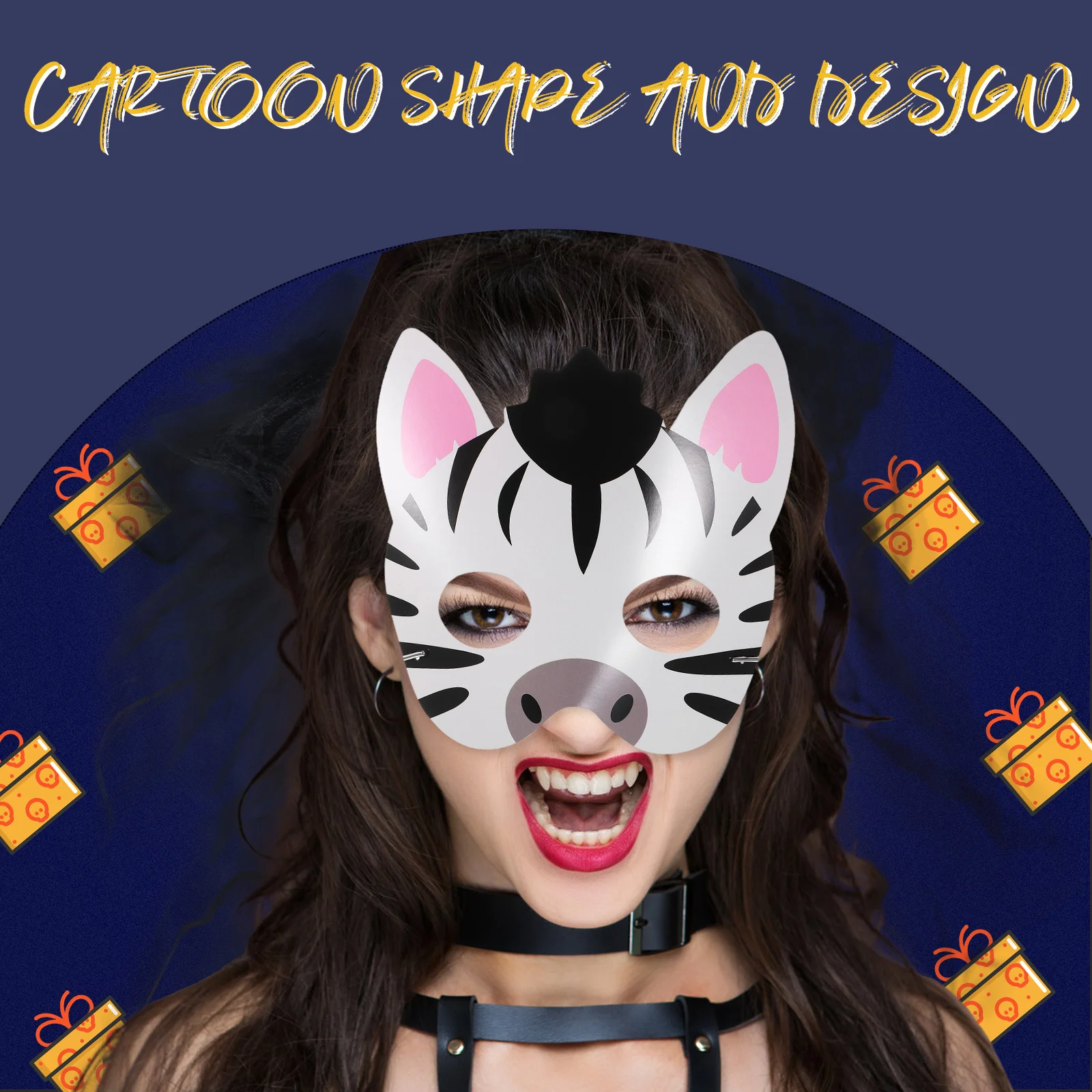 16Pcs 동물 종이 마스크 내구성 재사용 가능한 만화 동물 마스크 파티 호의 할로윈 코스프레 어린이 생일 장식