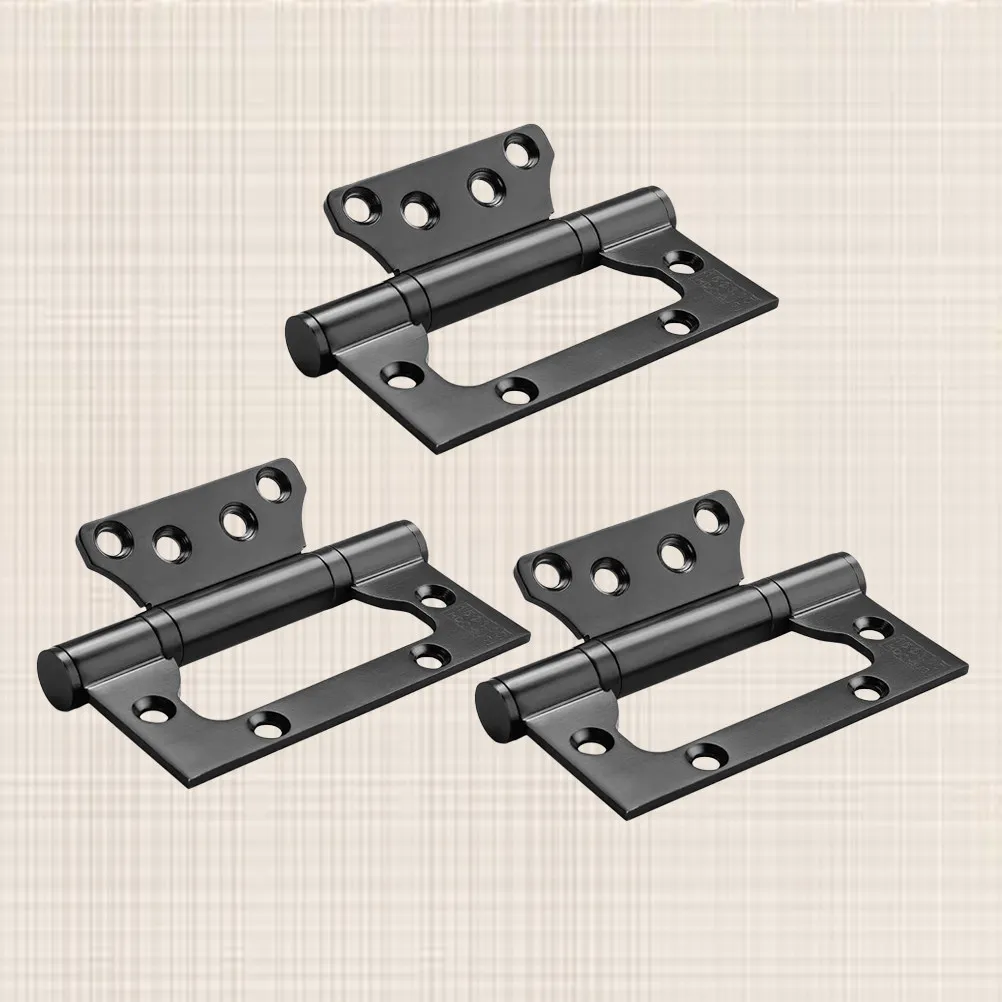 

3Pcs 4 Inch Black Stainless Steel Mute Hinge Thickened Silent Flat Hinge for Wooden Doors Hotels Clubs Worktops Table Home