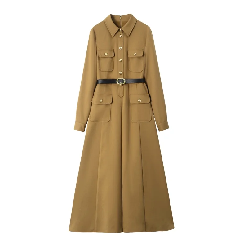 

Spring Autumn Women's Suit Dress Slimming French Style Windbreaker Base Layer Mid-Length Skirt Fashionable Polo Collar Full Slee