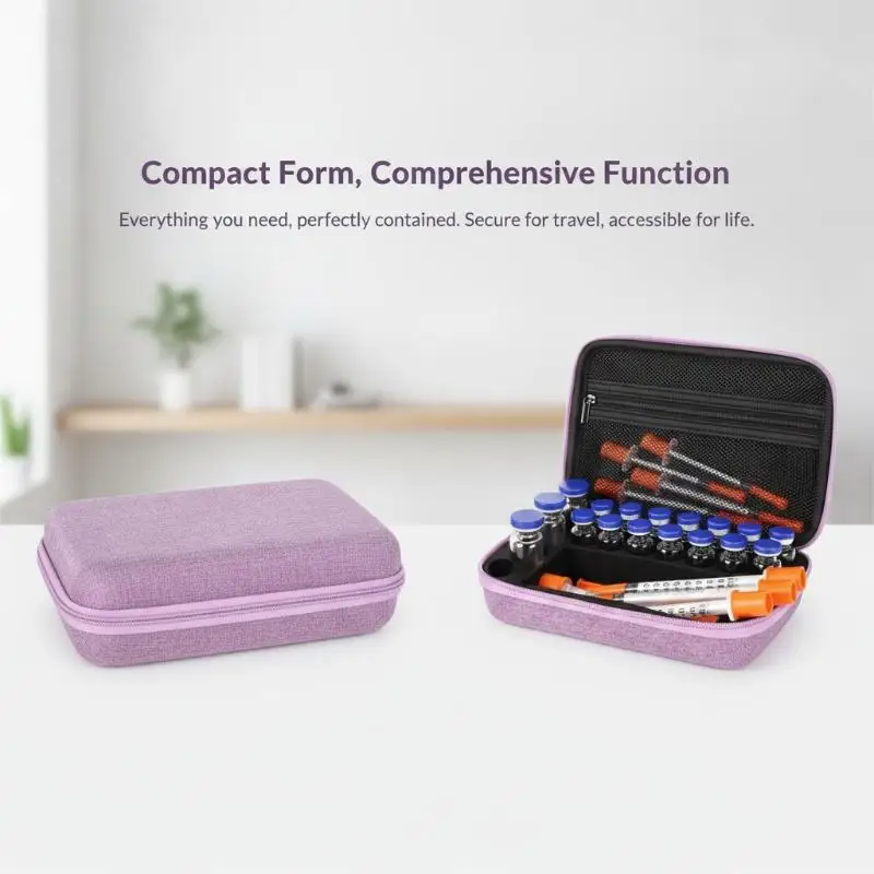 Hard Shell EVA Waterproof Insulin Vials Storage Case Portable Organizer for Daily Travel Diabetic Carry