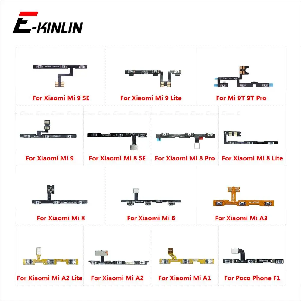 Switch Power ON OFF Key Volume Button Flex Cable For XiaoMi Mi 9T Pro 9 8 SE 6 A3 A1 A2 Lite PocoPhone Poco F1